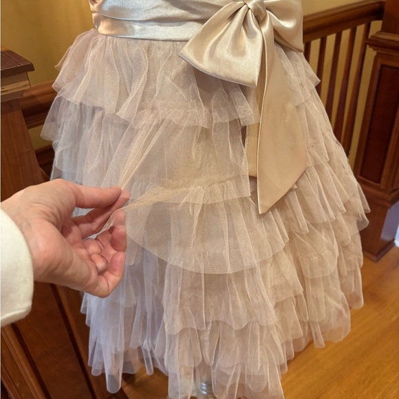 Champagne Gold Dress w/Bow and Tulle Fairiycore Ethereal Romantic Sweet - Picture 9 of 16